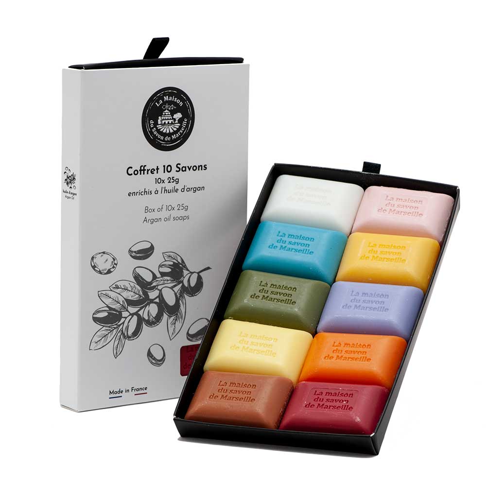 French Soaps with Argan Oil, Gift Pack, 10 x 25g