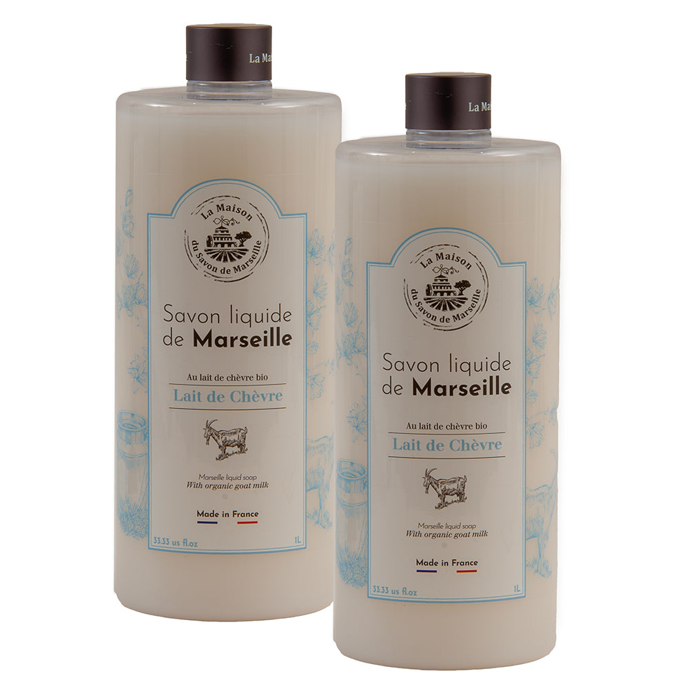French Liquid Soap, Hand Wash, Goat's Milk Fragrance, 1 Litre Bottles, Set of 2