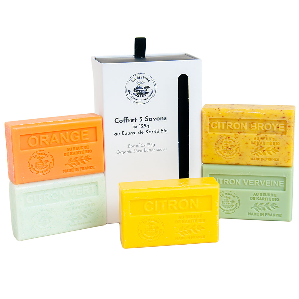 French Soap with Shea Butter, Citrus Gift Pack, 5 x 125g