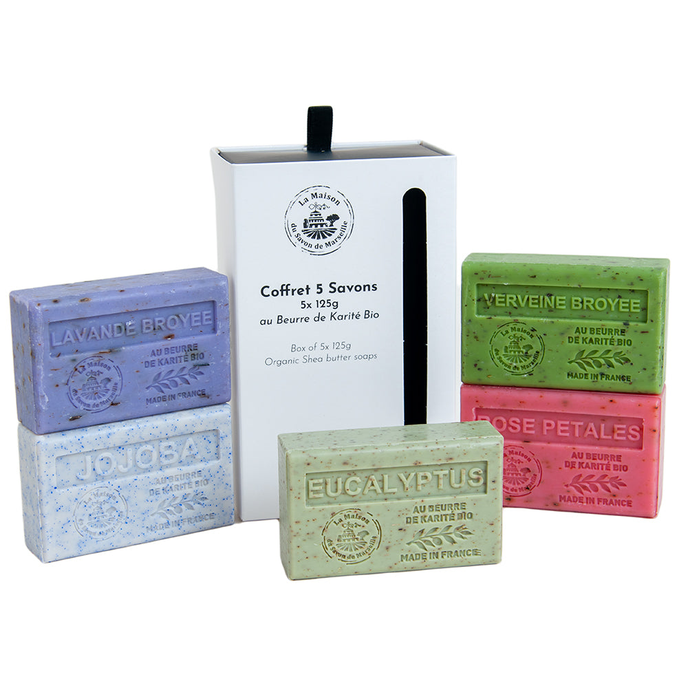 French Soap with Shea Butter, Exfoliating Gift Pack, 5 x 125g