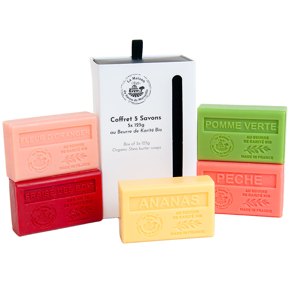French Soap with Shea Butter, Fruity Gift Pack, 5 x 125g