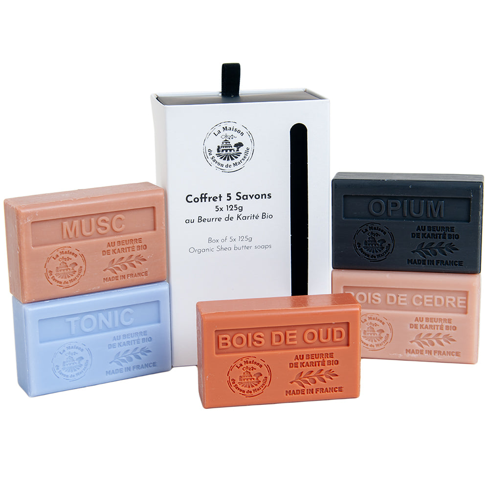 French Soap with Shea Butter, Masculine Gift Pack, 5 x 125g