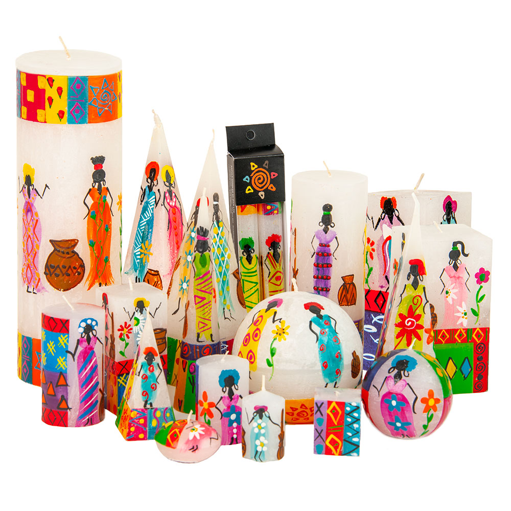South African Candles, Single Wick, African Ladies Design