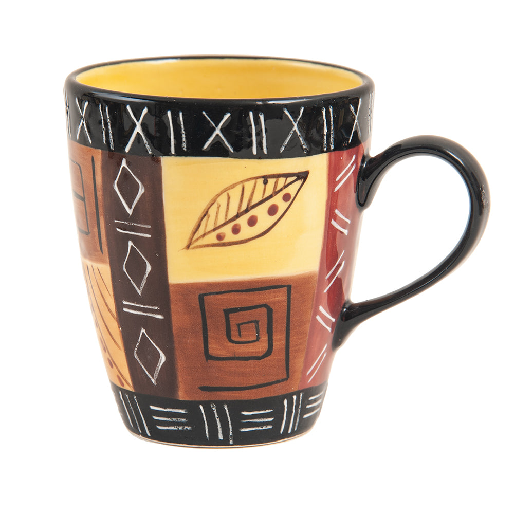 Abeni Ceramic Coffee Mug, Hand Painted, Safari Gold Design