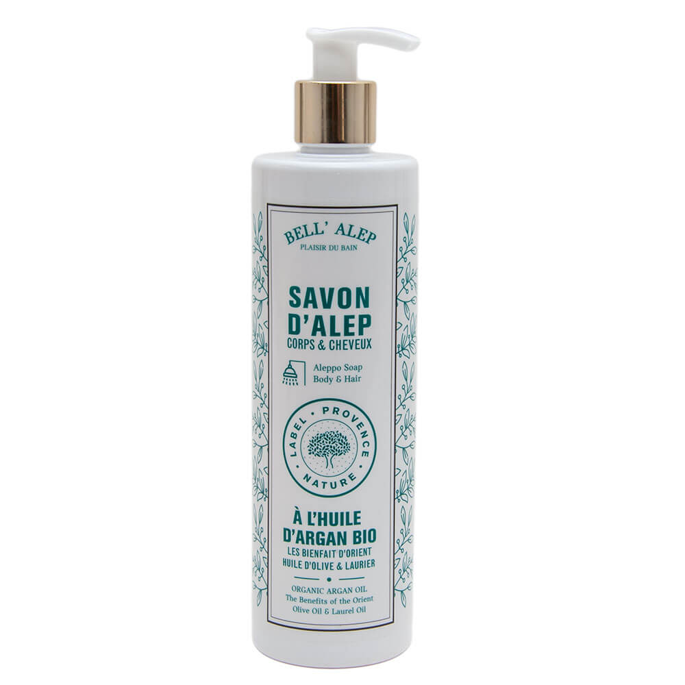 French Aleppo Body and Hair Liquid Soap, Argan, Olive and Laurel Oil , 400ml