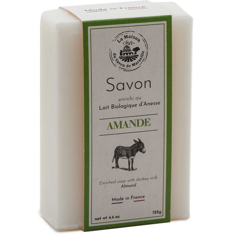 French Soap with Donkey Milk and Shea Butter, Sweet Almond Fragrance, 125g