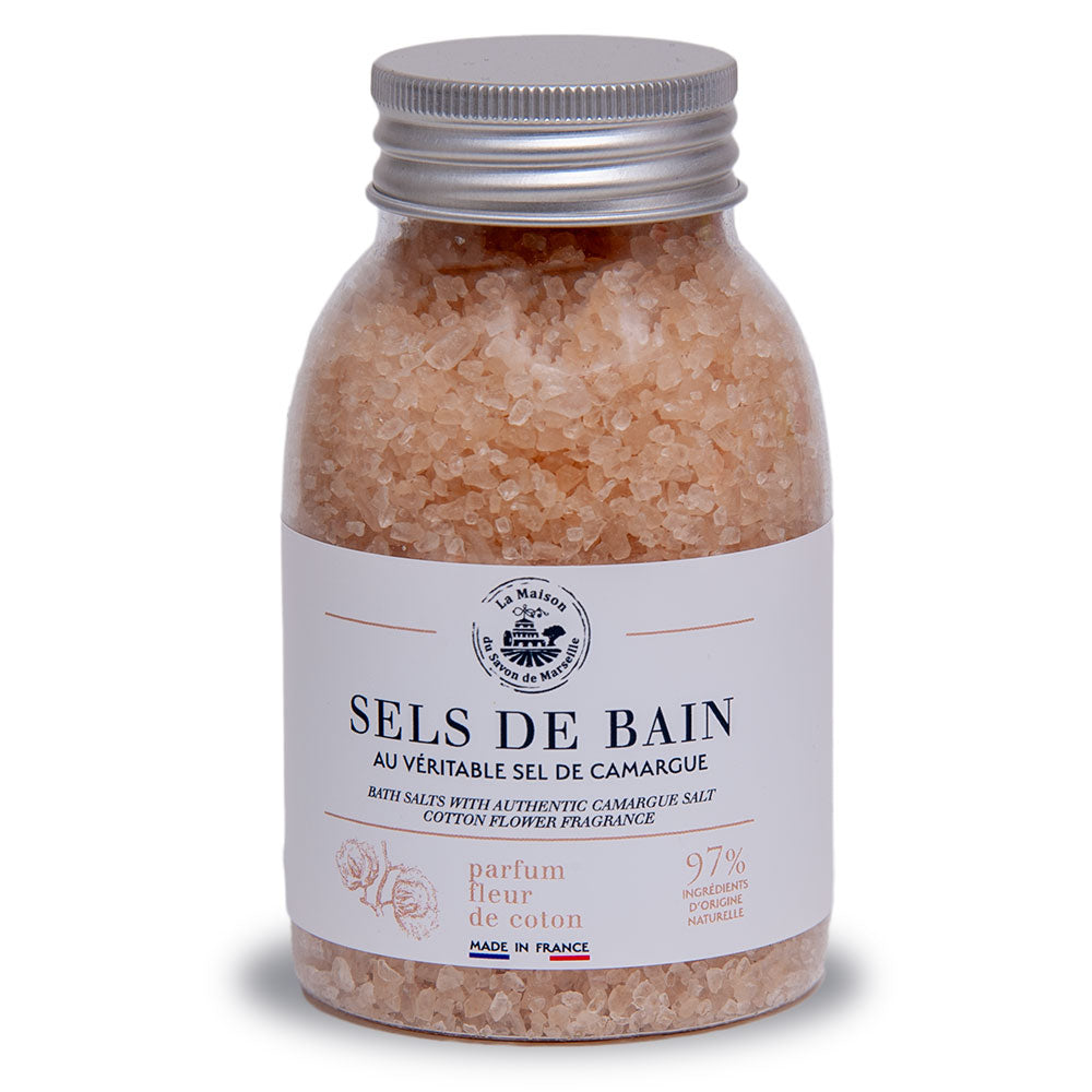French Bath Salts, Camargue Salt, Cotton Flower Fragrance, 300g