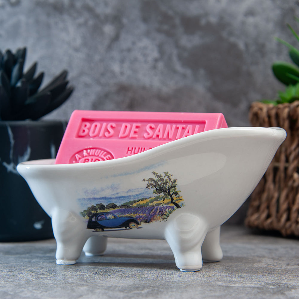 French Soap Dish, Vintage Style Ceramic Clawfoot Bathtub, Car Lavender Design