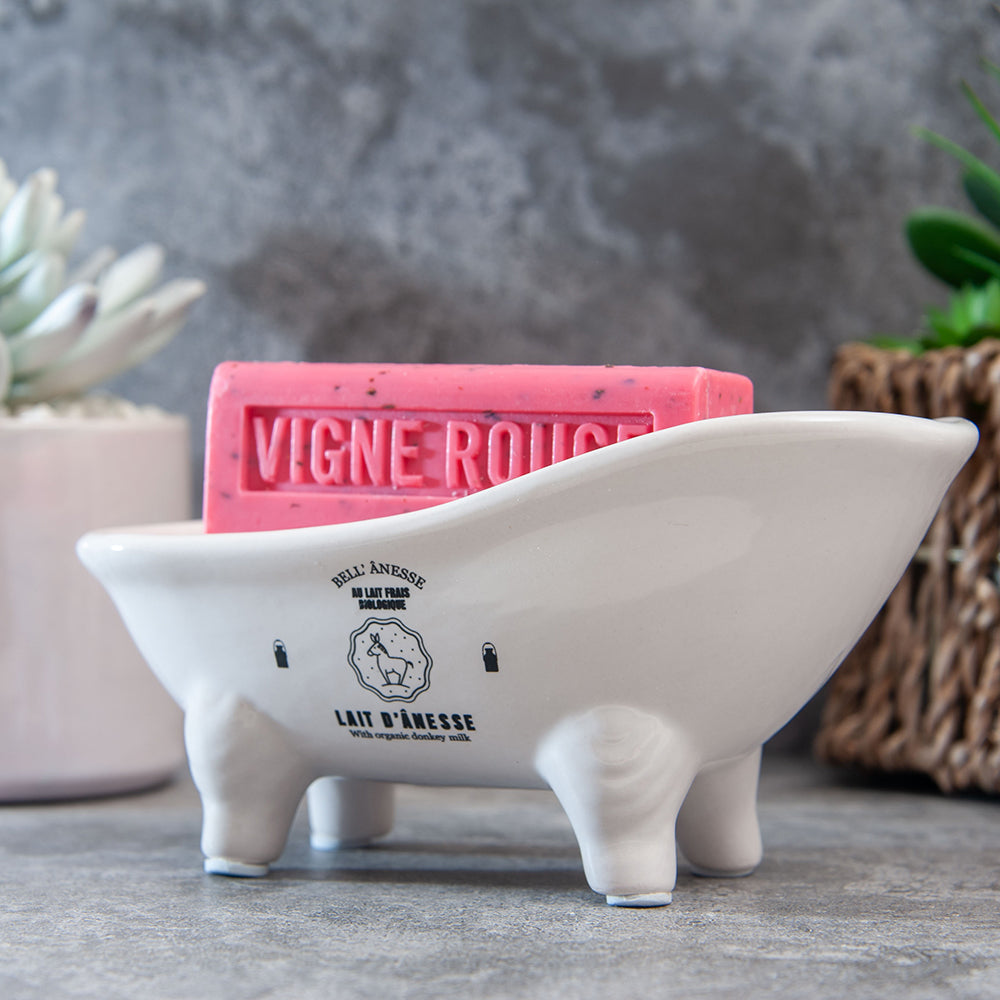 French Soap Dish, Vintage Style Ceramic Clawfoot Bathtub, Donkey Milk Design