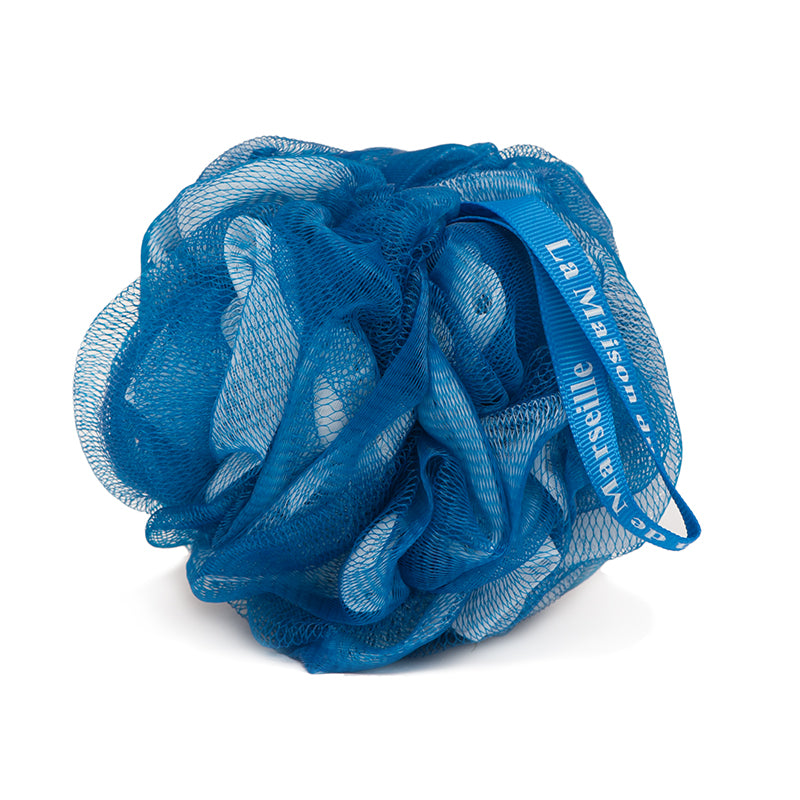 French Exfoliating Shower Sponge, Blue Flower Loofah, 12cm