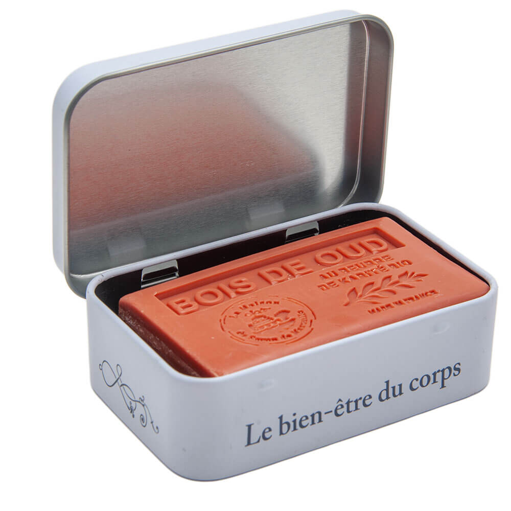 Cement Tiles Soap Tin, French Shea Butter Soap, Oud Wood Fragrance, 125g