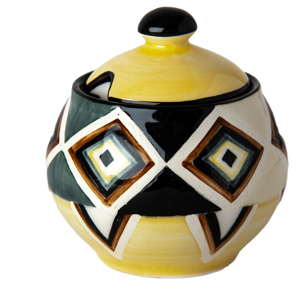 Hand Painted Ceramic Sugar Bowl, African Chic Design
