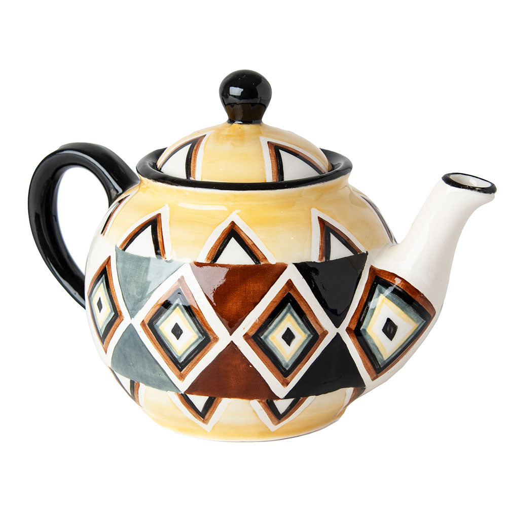 Hand Painted Ceramic Teapot, African Chic Design