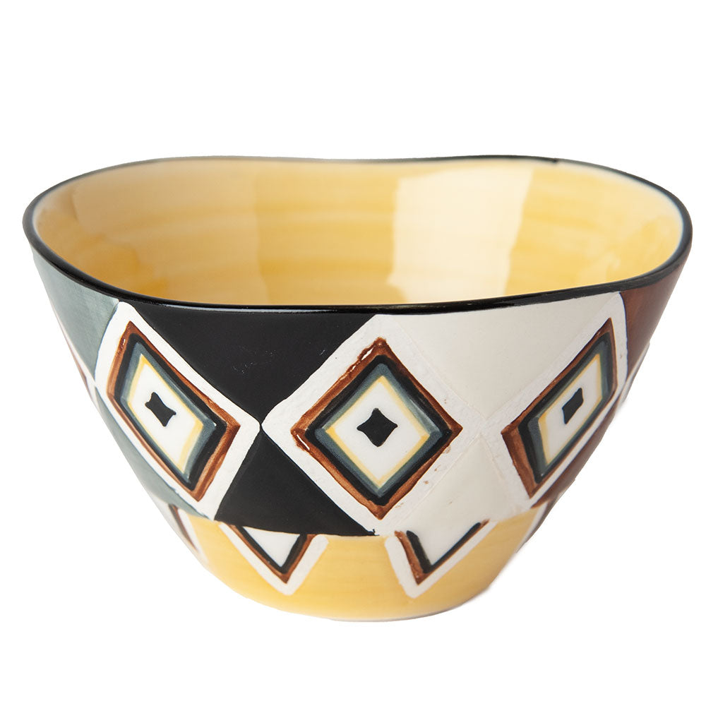 Hand Painted Ceramic Ikekele Side Bowl, African Chic Design