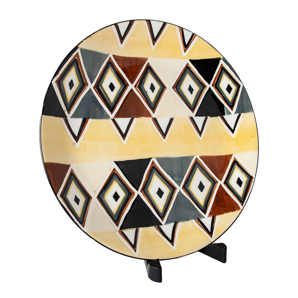 Hand Painted Ceramic Round Side Plate, African Chic Design
