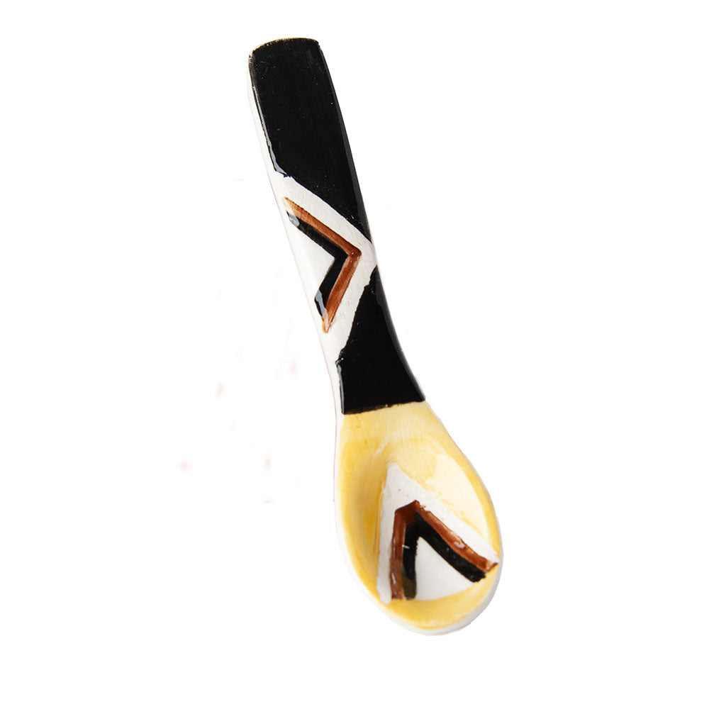 Hand Painted Ceramic Sugar Spoon, African Chic Design