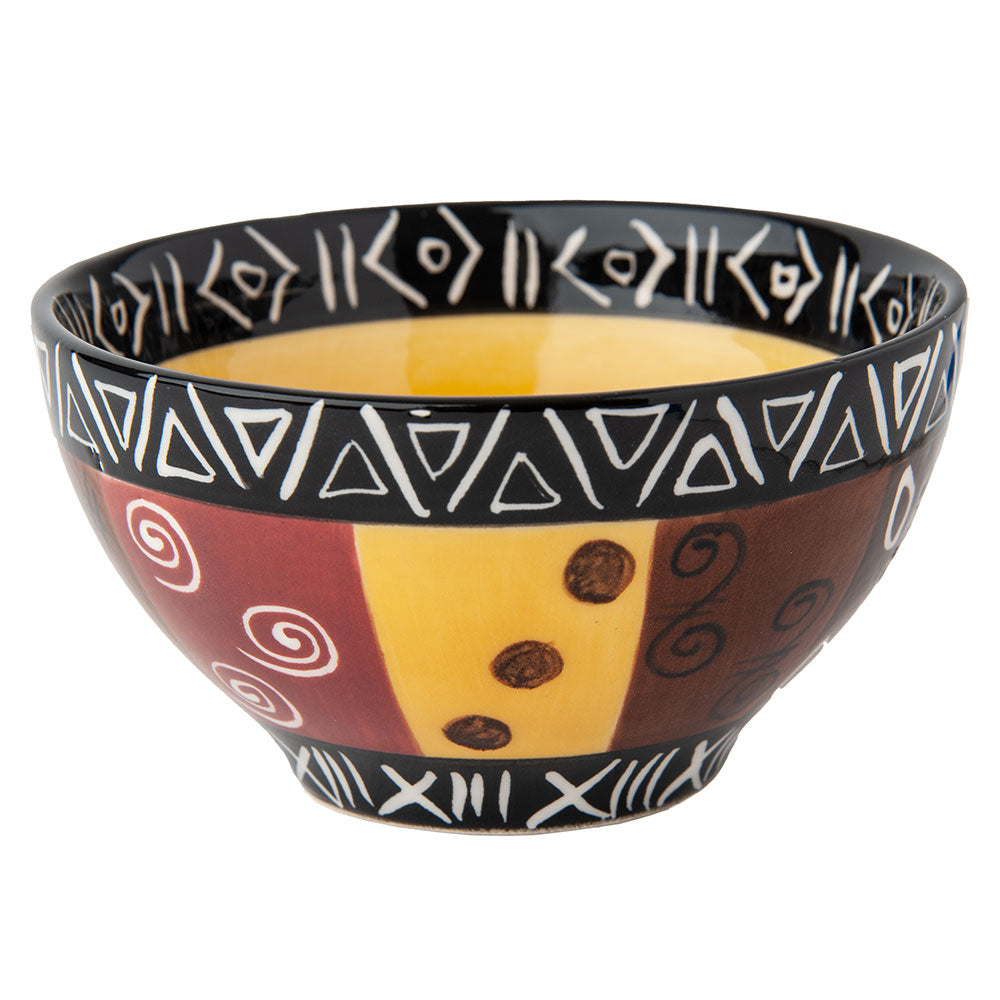 Ceramic Adonga Salad Bowl, Hand Painted, Safari Gold Design
