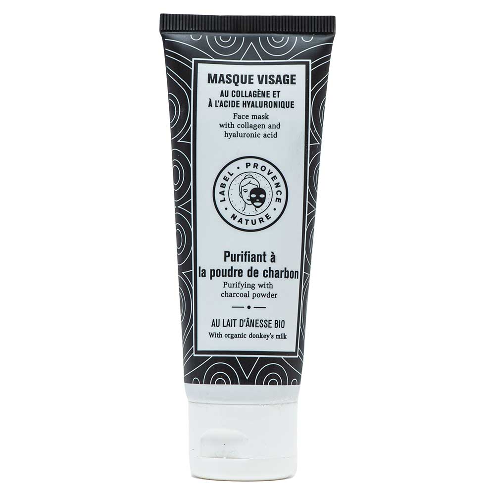 French Charcoal Face Mask, Donkey Milk, Collagen and Hyaluronic Acid, 75ml