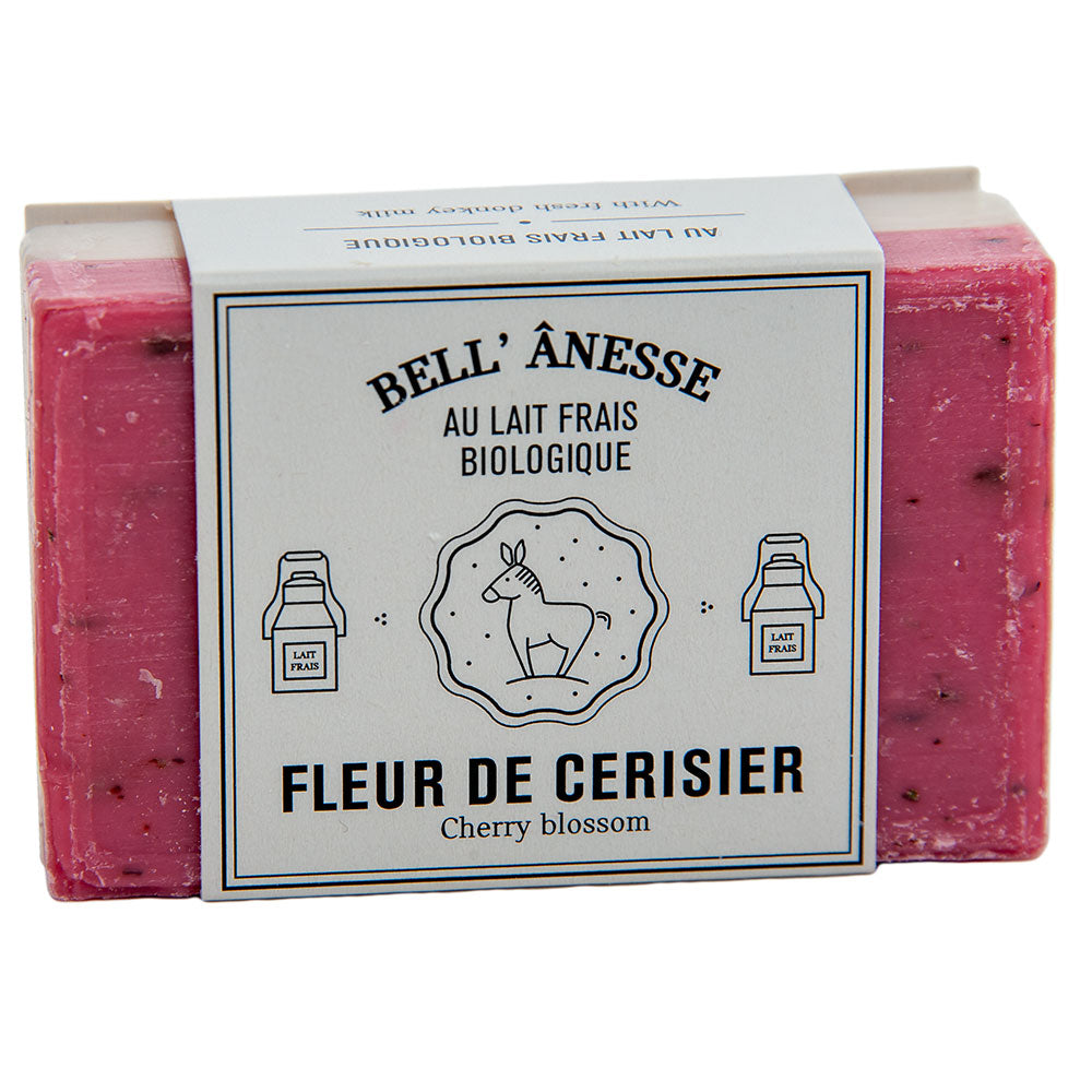 French Double Sided Exfoliating Soap, Shea Butter and Donkey Milk, Cherry Blossom Fragrance, 125g