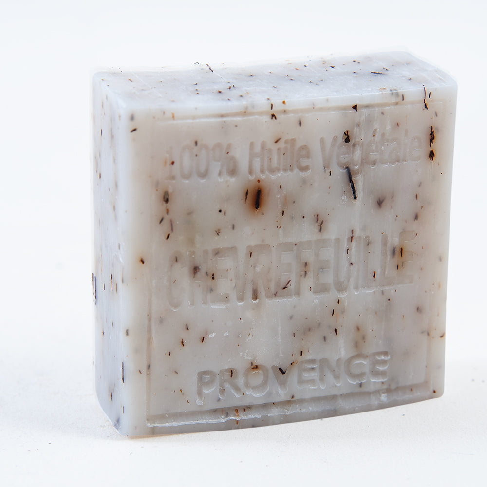 French Soap Bar, Exfoliating Heather Flower & Sweet Almond Oil, Honeysuckle Fragrance, 100g