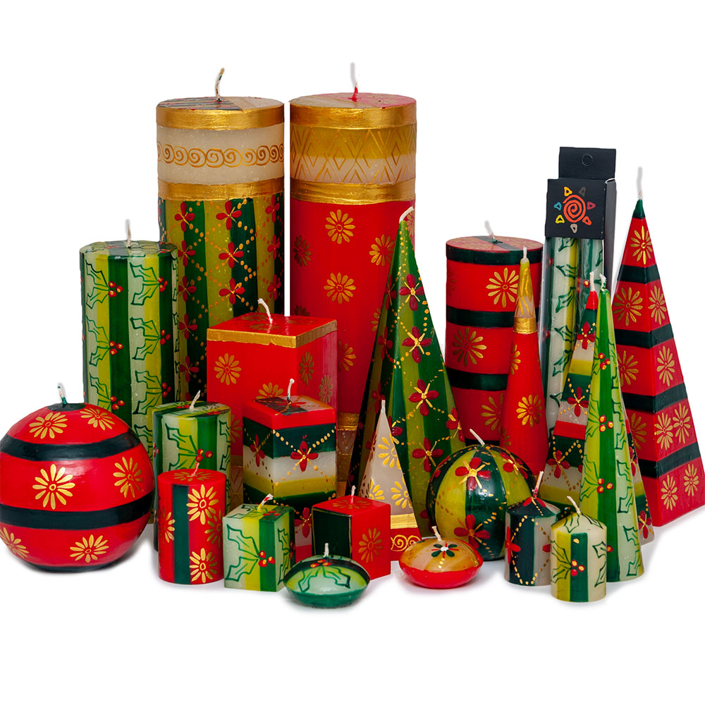 South African Candles, Single Wick, Christmas Design