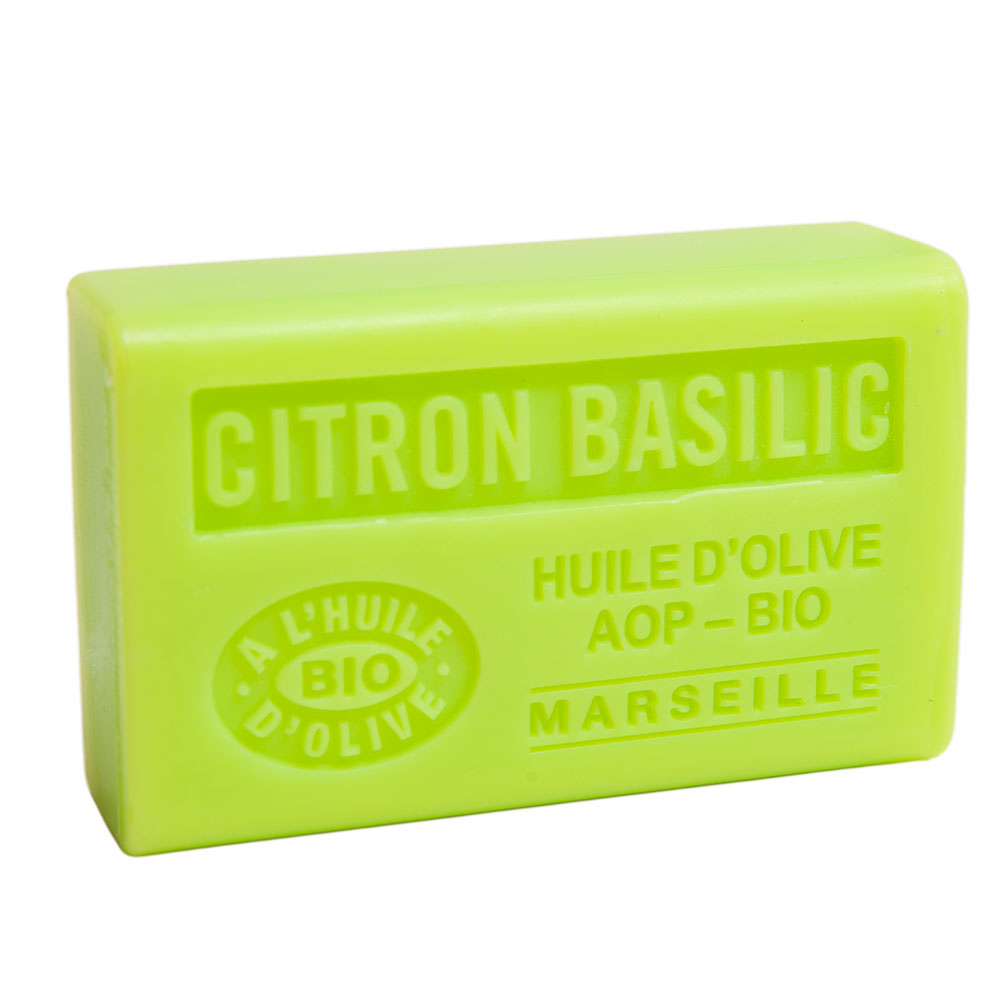 French Olive Oil Soap with Shea Butter, Lemon Basil Fragrance, 125g