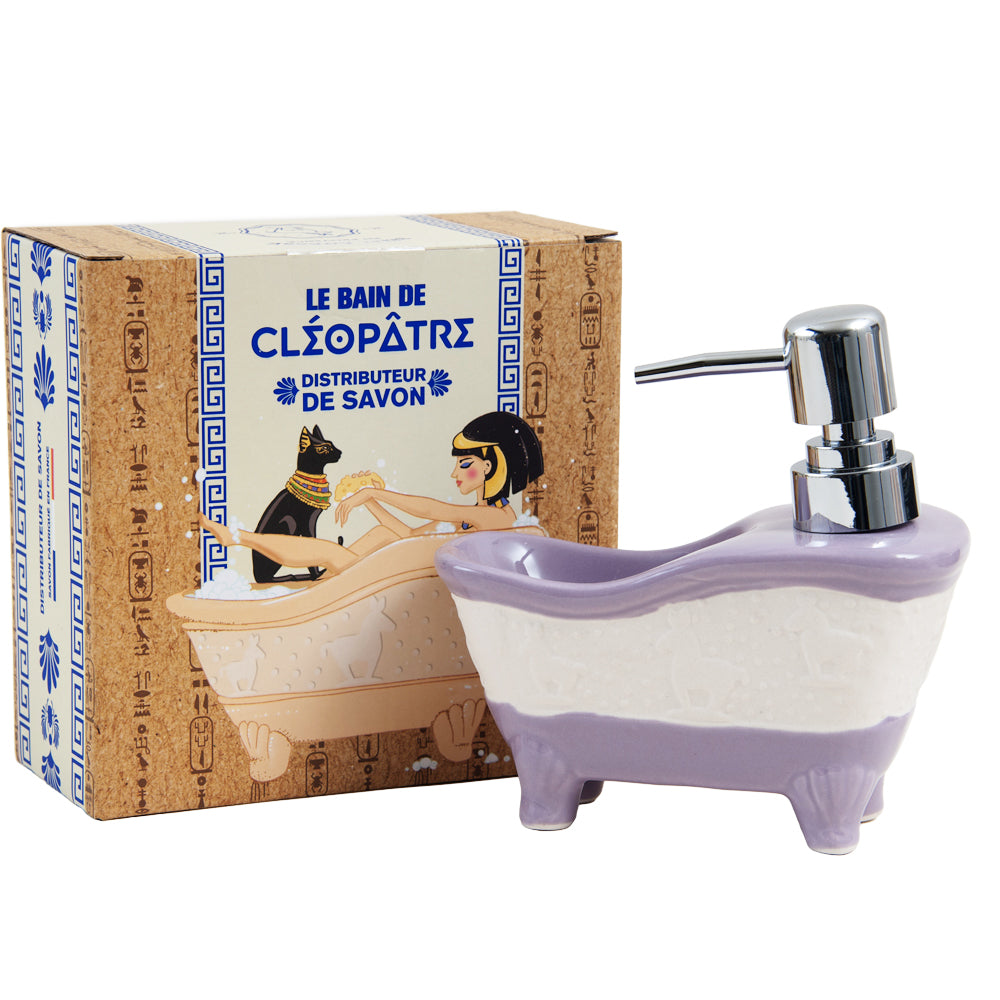 Bath Shaped Ceramic Liquid Soap Dispenser, Purple and White, 100ml