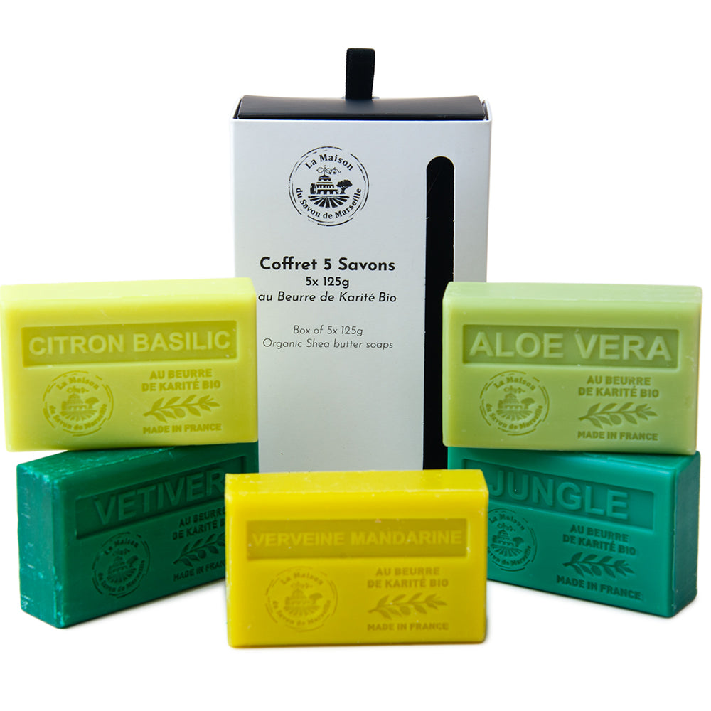 French Soap with Shea Butter, Evergreen Gift Pack, 5 x 125g