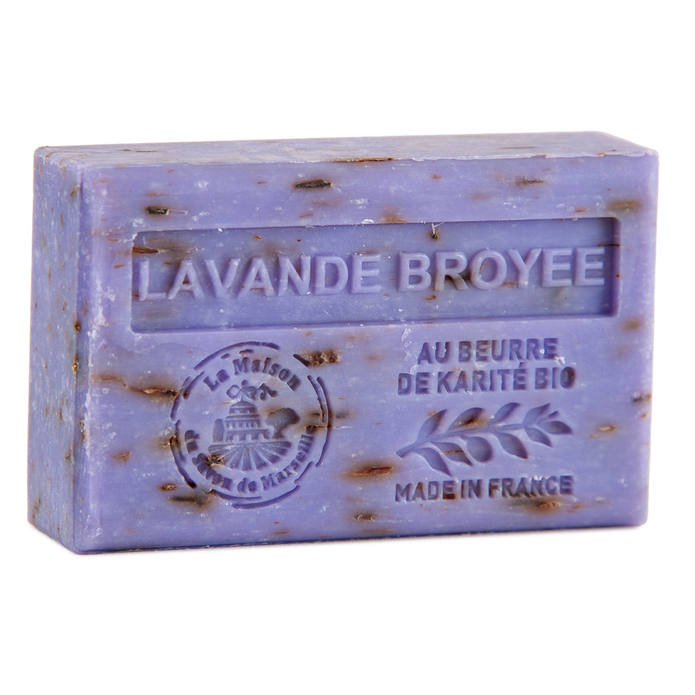 French Exfoliating Soap with Shea Butter, Crushed Lavender Fragrance, 125g
