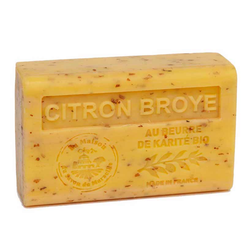 French Exfoliating Soap with Shea Butter, Crushed Lemon Fragrance, 125g
