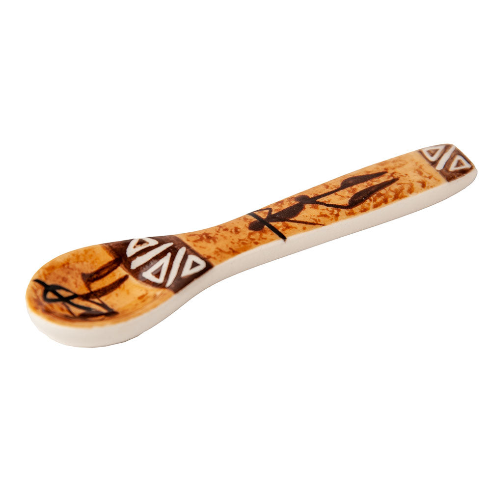 Hand Painted Ceramic Sugar Spoon, San People Design