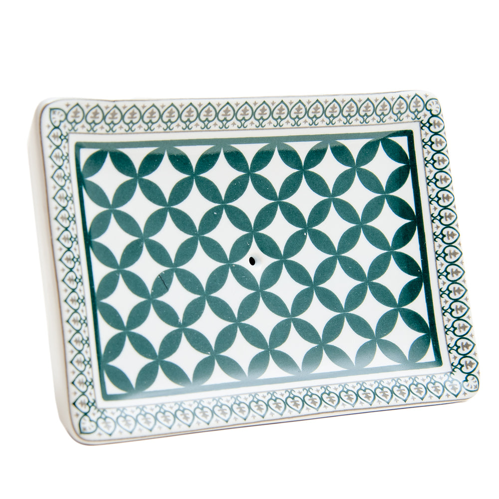 Ceramic Soap Dish, Green Tile French Design