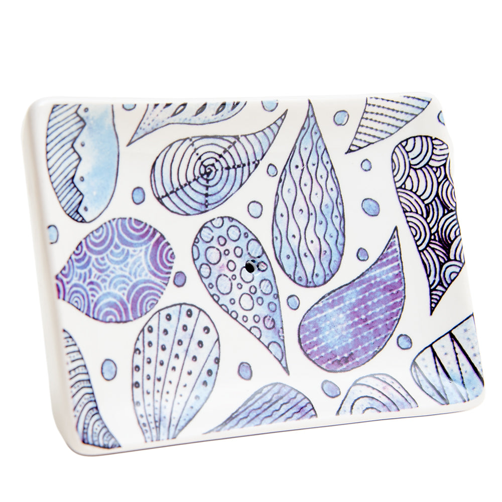 Ceramic Soap Dish, Blue Drop French Design