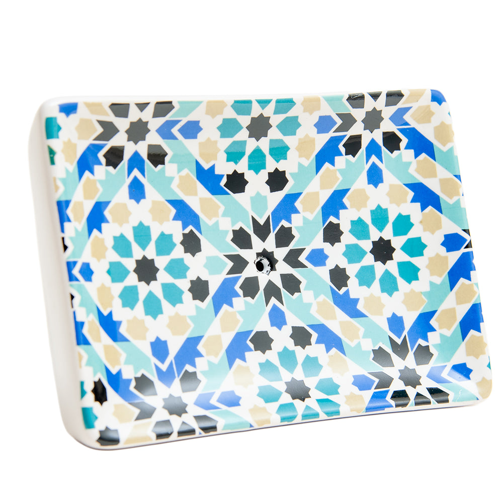 Ceramic Soap Dish, Blue Mosaic French Design