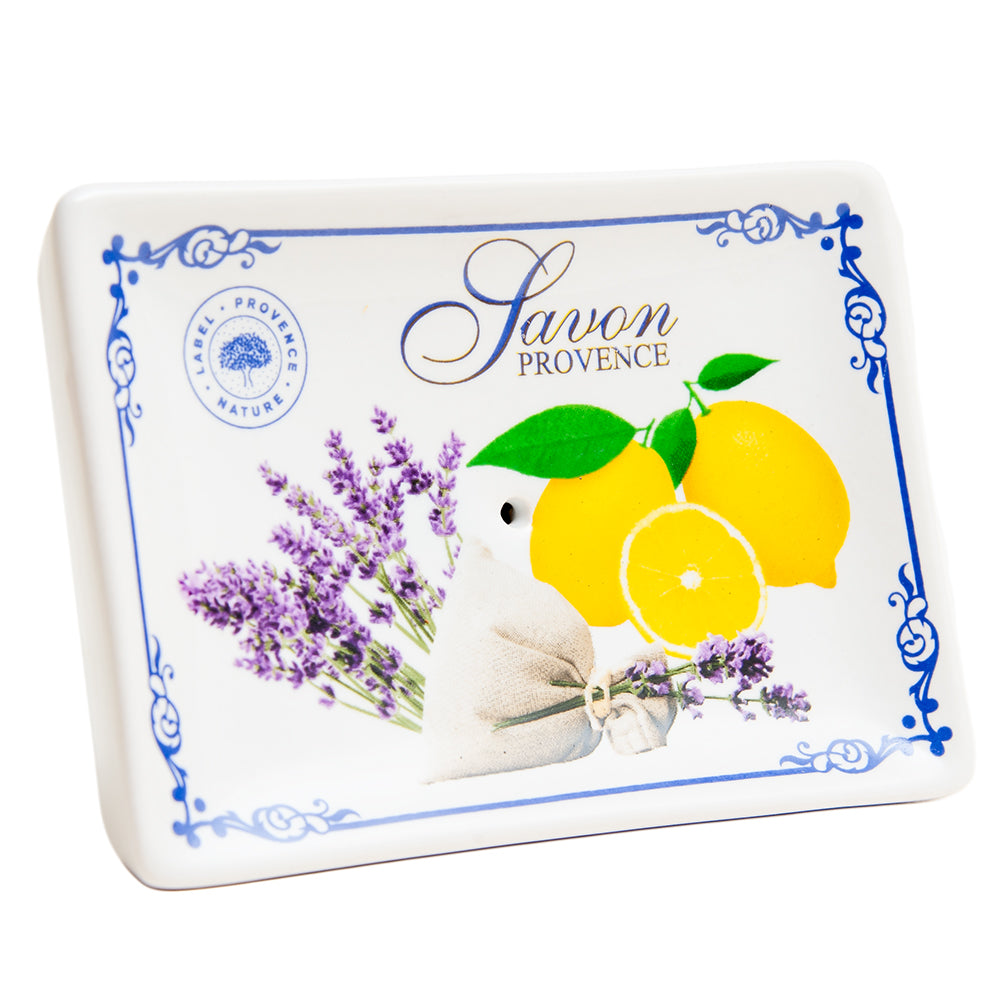 Ceramic Soap Dish, Lavender & Lemon French Design
