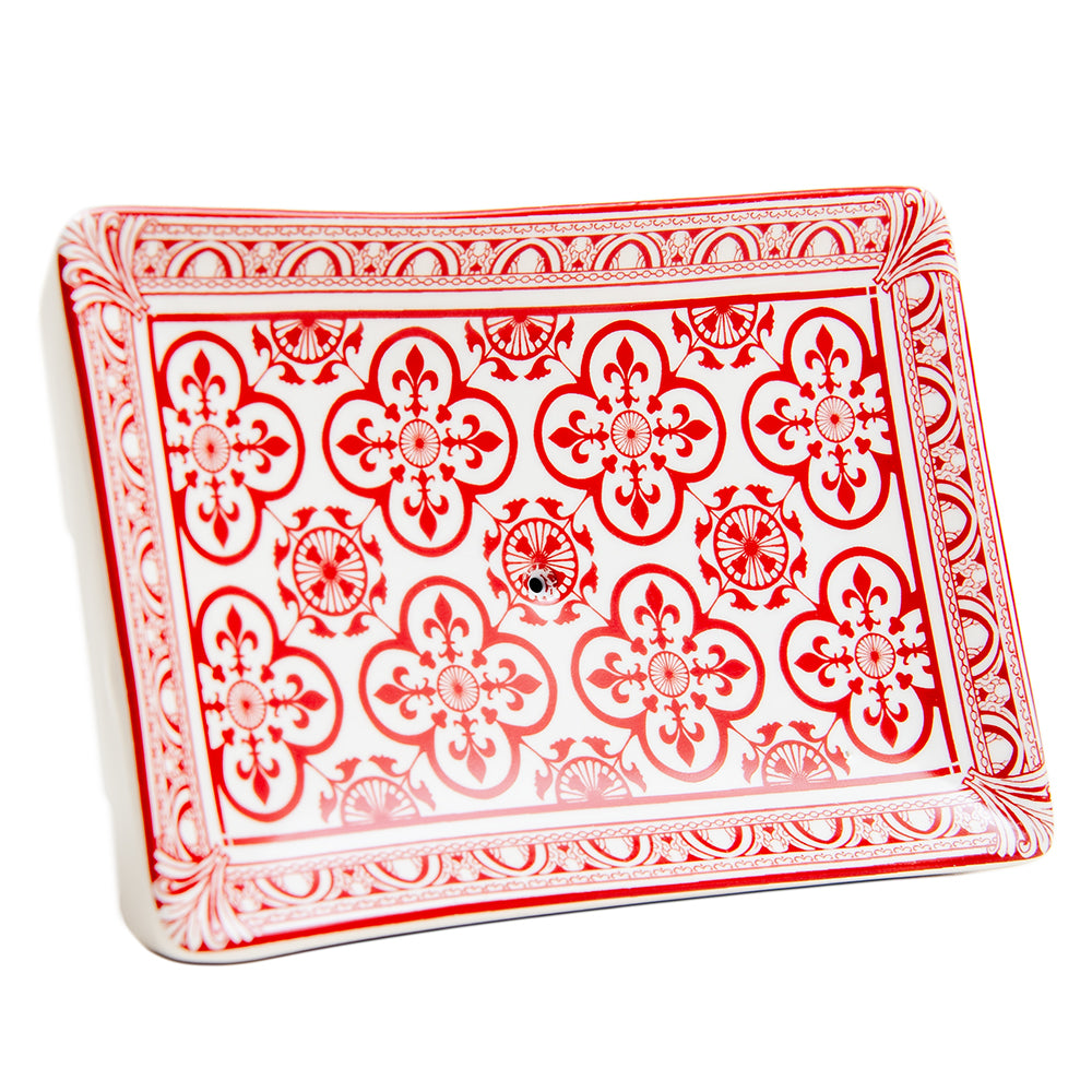 Ceramic Soap Dish, Red Mosaic French Design