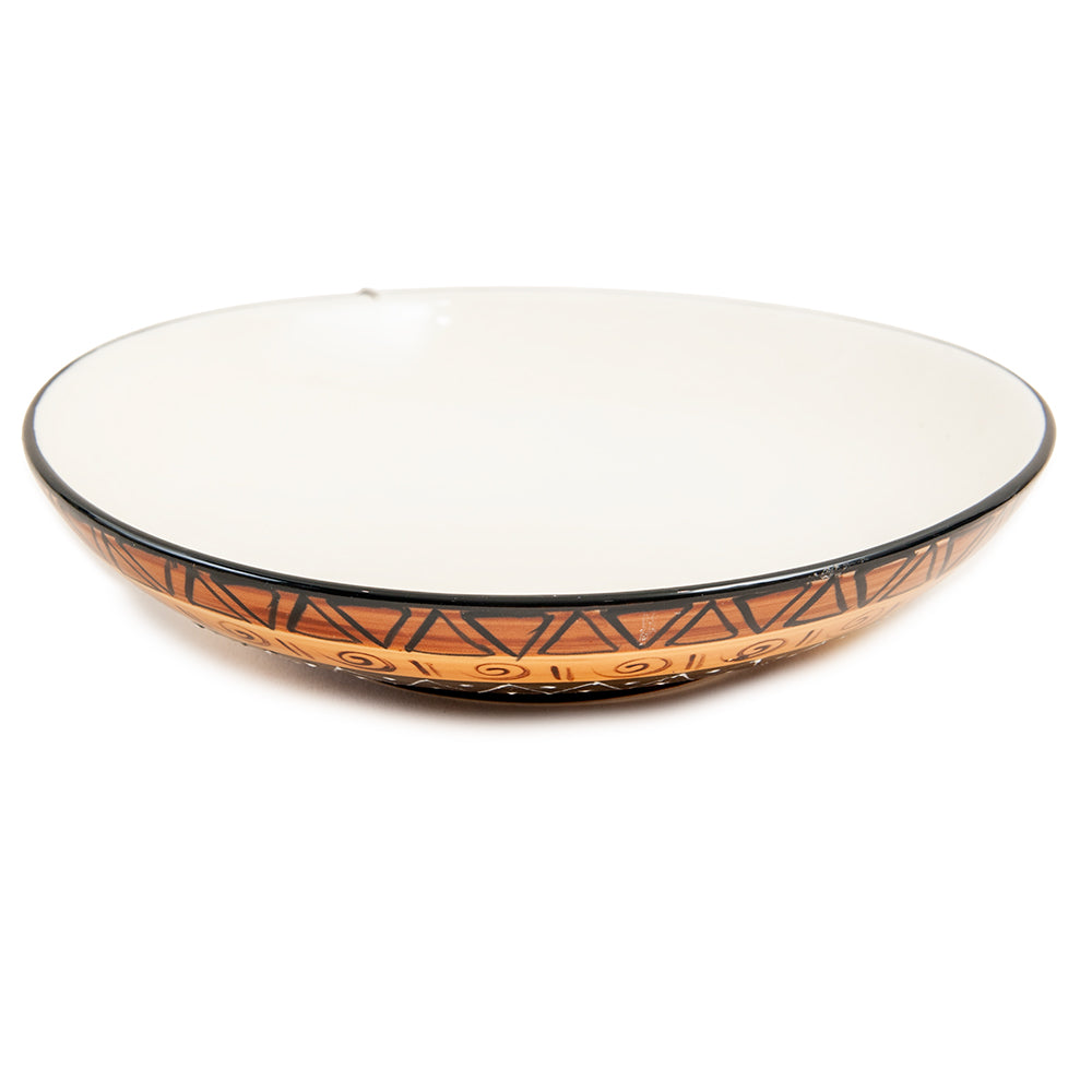 Ceramic Pasta Bowl, Hand Painted, Ebony & Ivory Design