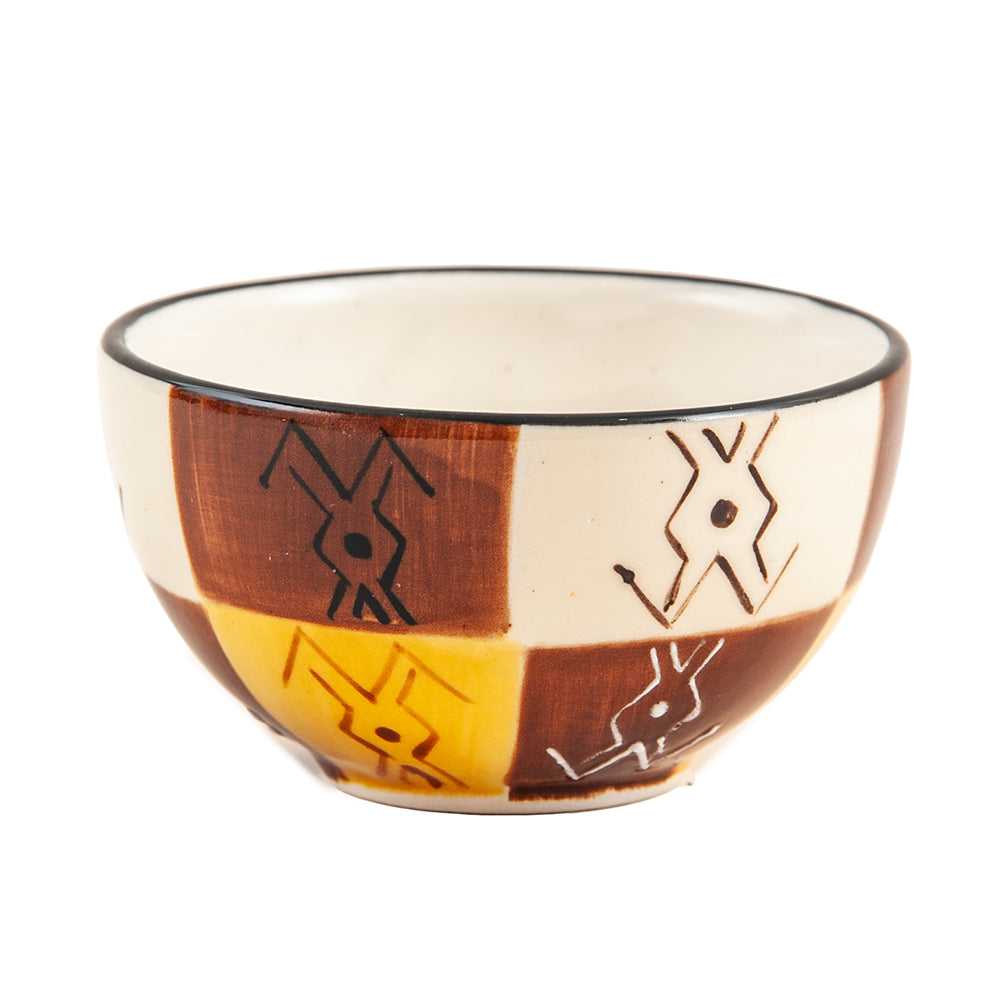 Ceramic Dessert Bowl, Hand Painted, Ebony & Ivory Design