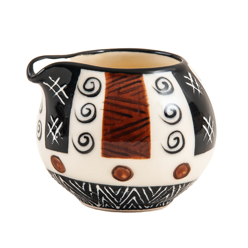 Ceramic Milk Jug, Hand Painted, Ebony & Ivory Design