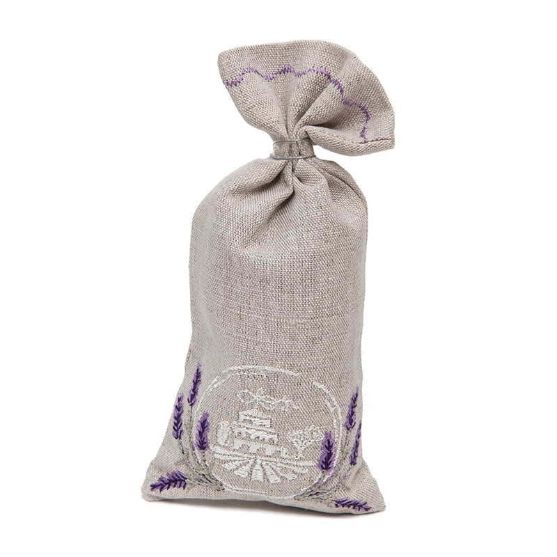 French Lavender Linen Pouch, Small Grey Bag, 30g