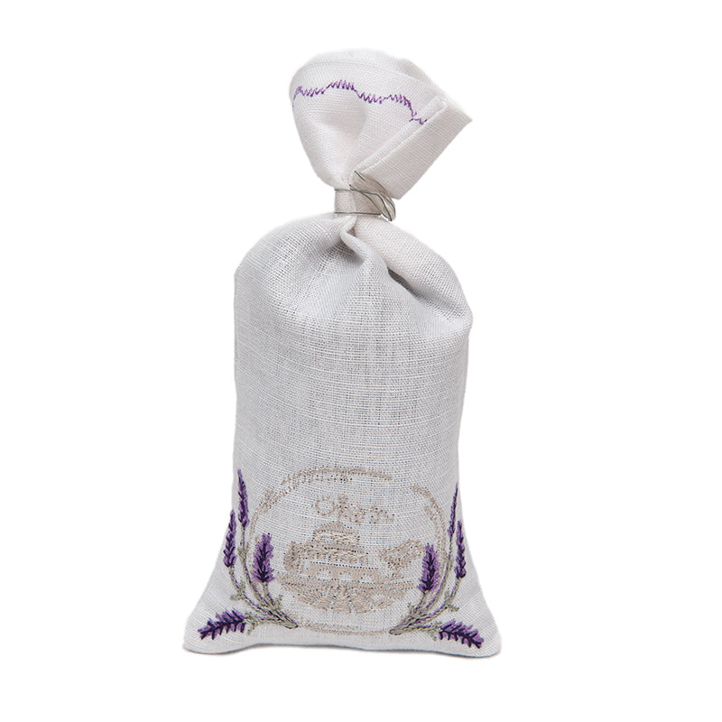 French Lavender Linen Pouch, Small White Bag, 30g