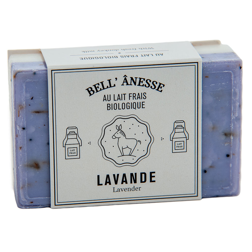 French Double Sided Exfoliating Soap, Shea Butter and Donkey Milk, Lavender Fragrance, 125g