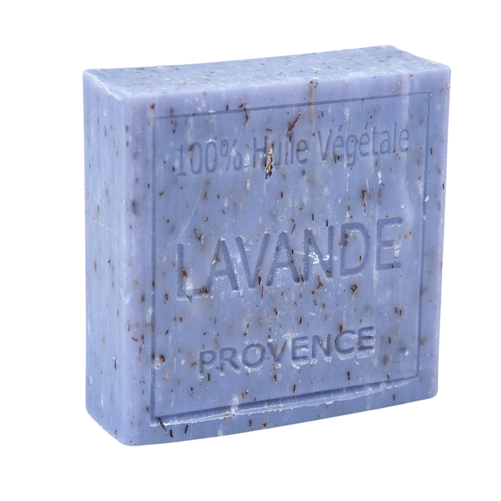 French Soap Bar, Exfoliating Heather Flower & Sweet Almond Oil, Lavender Fragrance, 100g