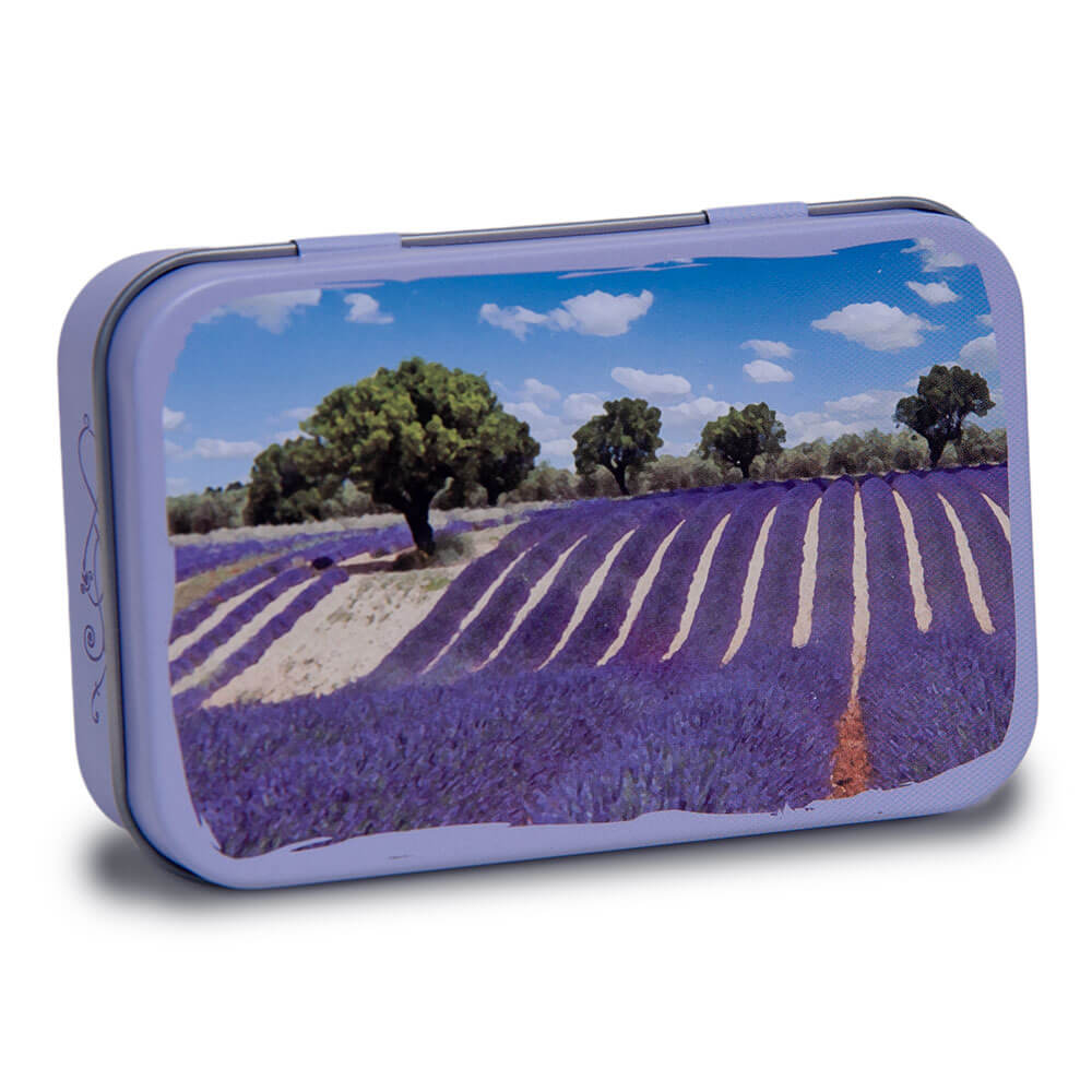 French Lavender Field Soap Tin, Holds 125g Soap