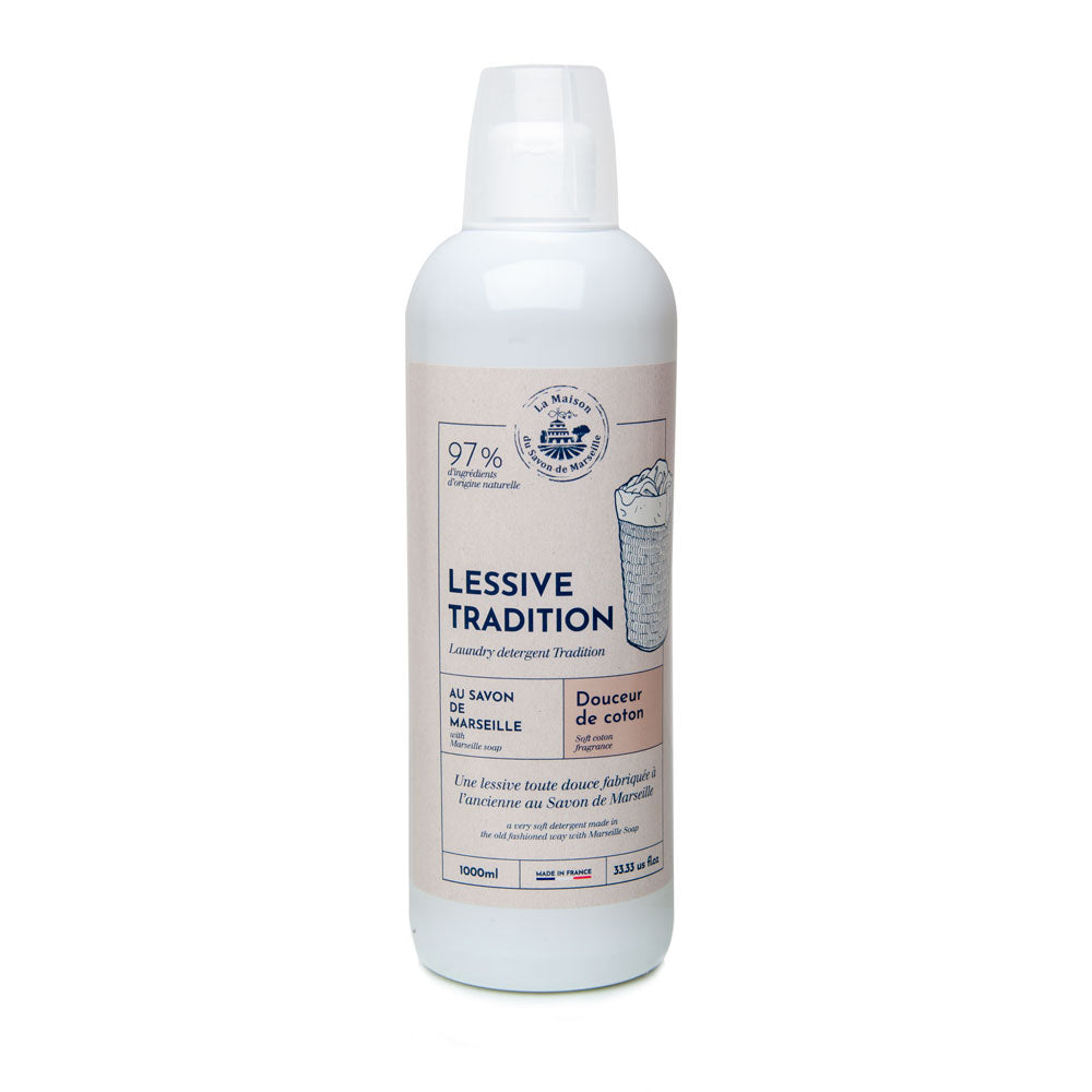 French Detergent for Light/Dark Laundry, Soft Cotton Fragrance, 1 Litre