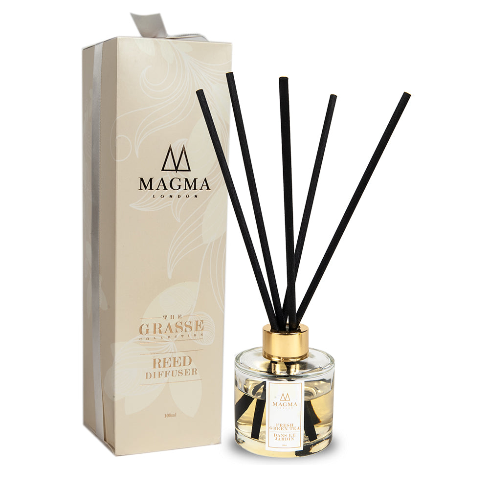 Luxury Essential Oil Reed Diffuser, Fresh Green Tea Fragrance, 100ml