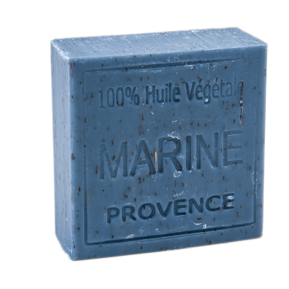 French Soap Bar, Exfoliating Heather Flower & Sweet Almond Oil, Marine Fragrance, 100g