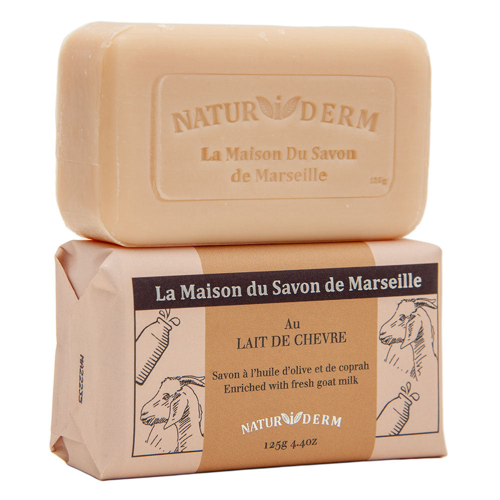 Natural French Naturiderm Soap, Olive Oil and Coconut Oil, Goats's Milk Enriched, 125g