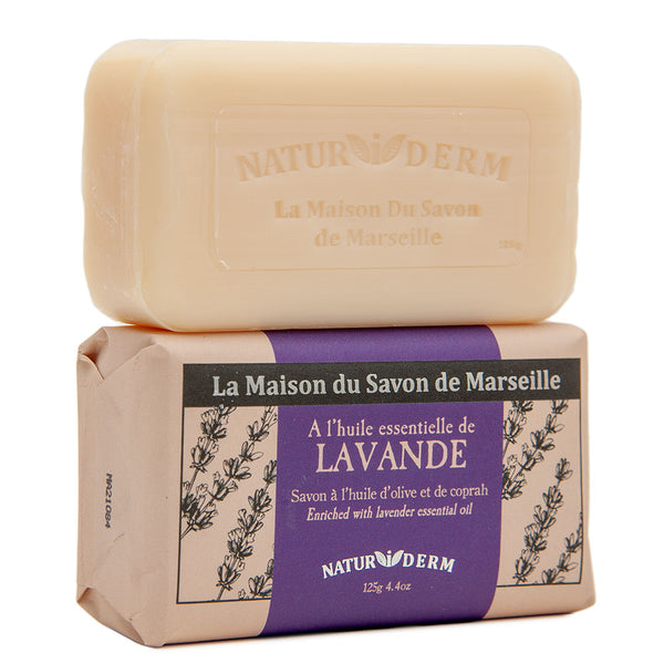 Natural French Naturiderm Soap, Olive Oil and Coconut Oil, Lavender Fragrance, 125g