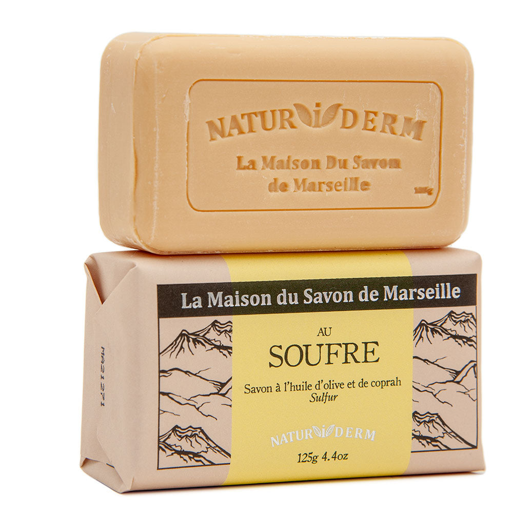 Natural French Naturiderm Soap, Olive Oil and Coconut Oil, Sulphur Enriched, 125g